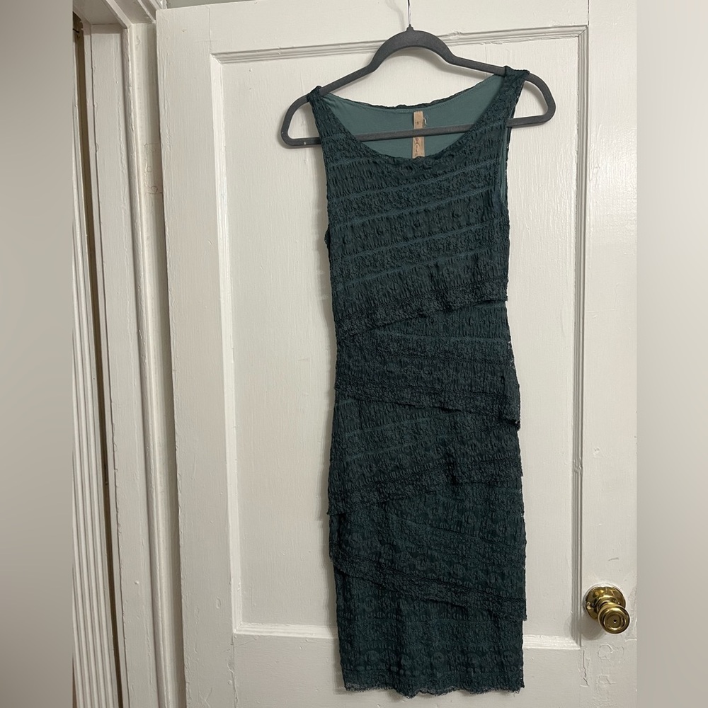 Bailey 44 Anthropologie Teal Lace Body Con Ultra Flattering Dress Size S
